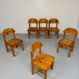 Set of 6 solid pine chairs, Scandinavian design, Reiner Daumiller
