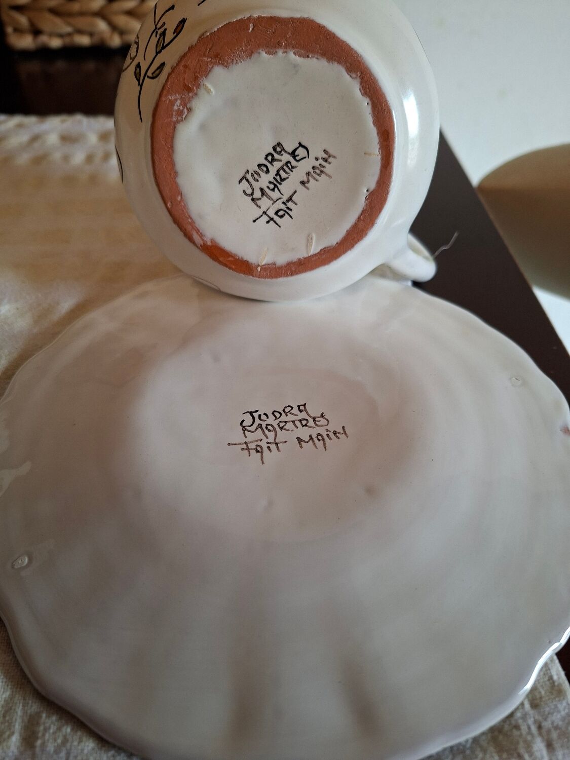 Set of 2 cups and saucers signed MARTRES (Jodra)