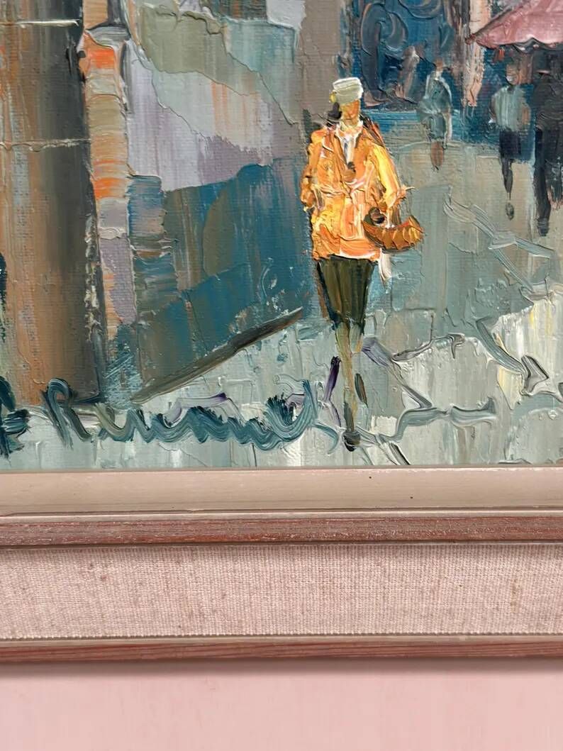 Original Swedish Oil on Canvas –“Market Alley” by B. Komino – Signed – Vintage & Framed –57 × 61 cm