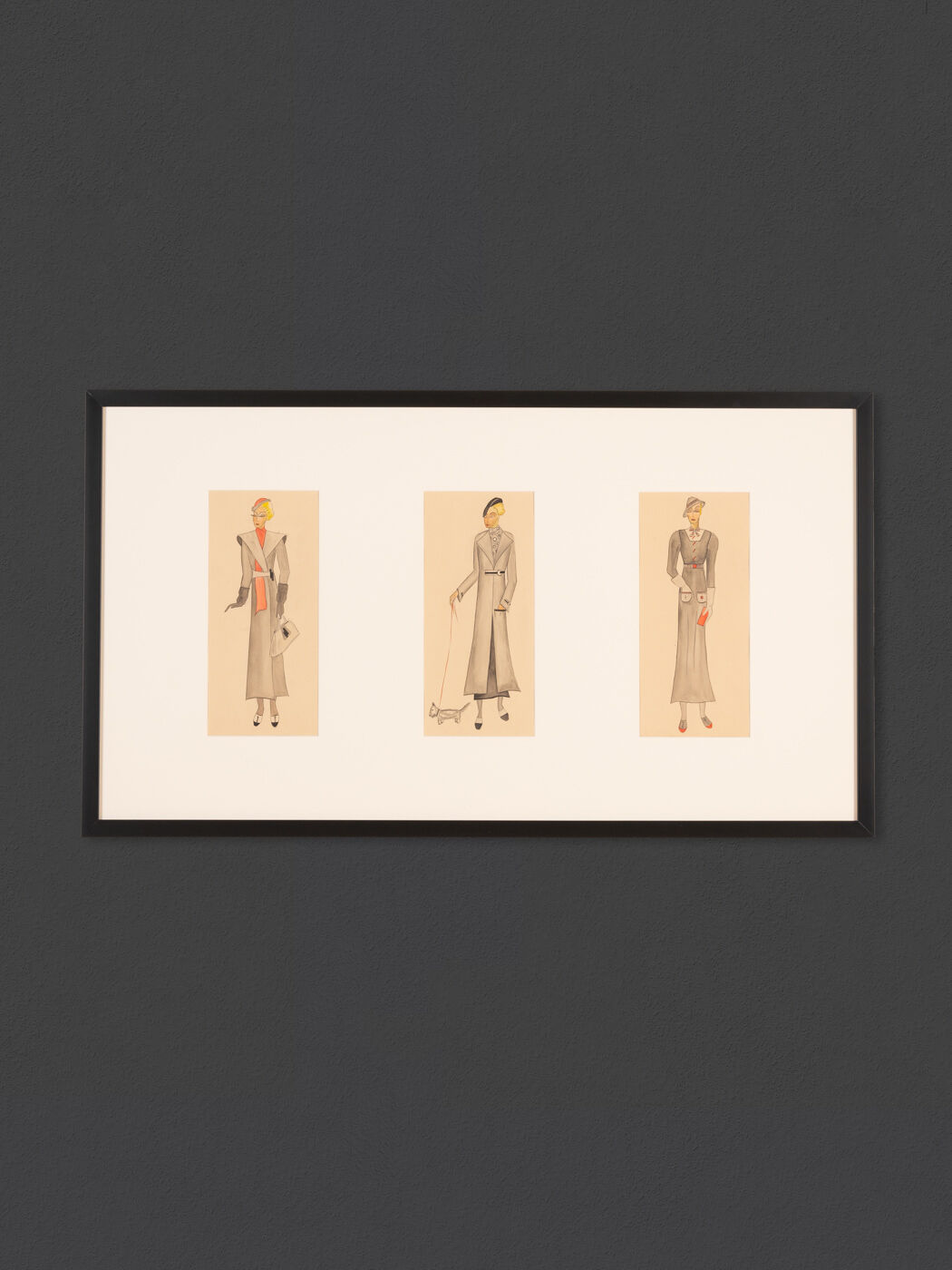 Art Déco Fashion Illustration, Gouache on Paper, 93 x 52 cm