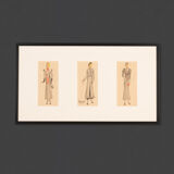 Art Déco Fashion Illustration, Gouache on Paper, 93 x 52 cm