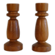 Paire de bougeoirs scandinave vintage en teck