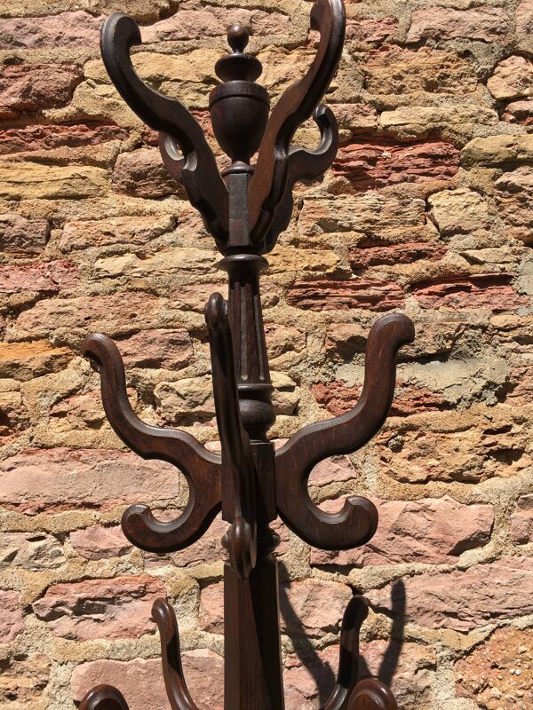 Portemanteau sur pied chêne et zinc