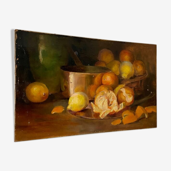 Nature morte, peinture à l’huile sur toile