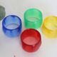 Colorful towel rings made of translucent plastic, vintage