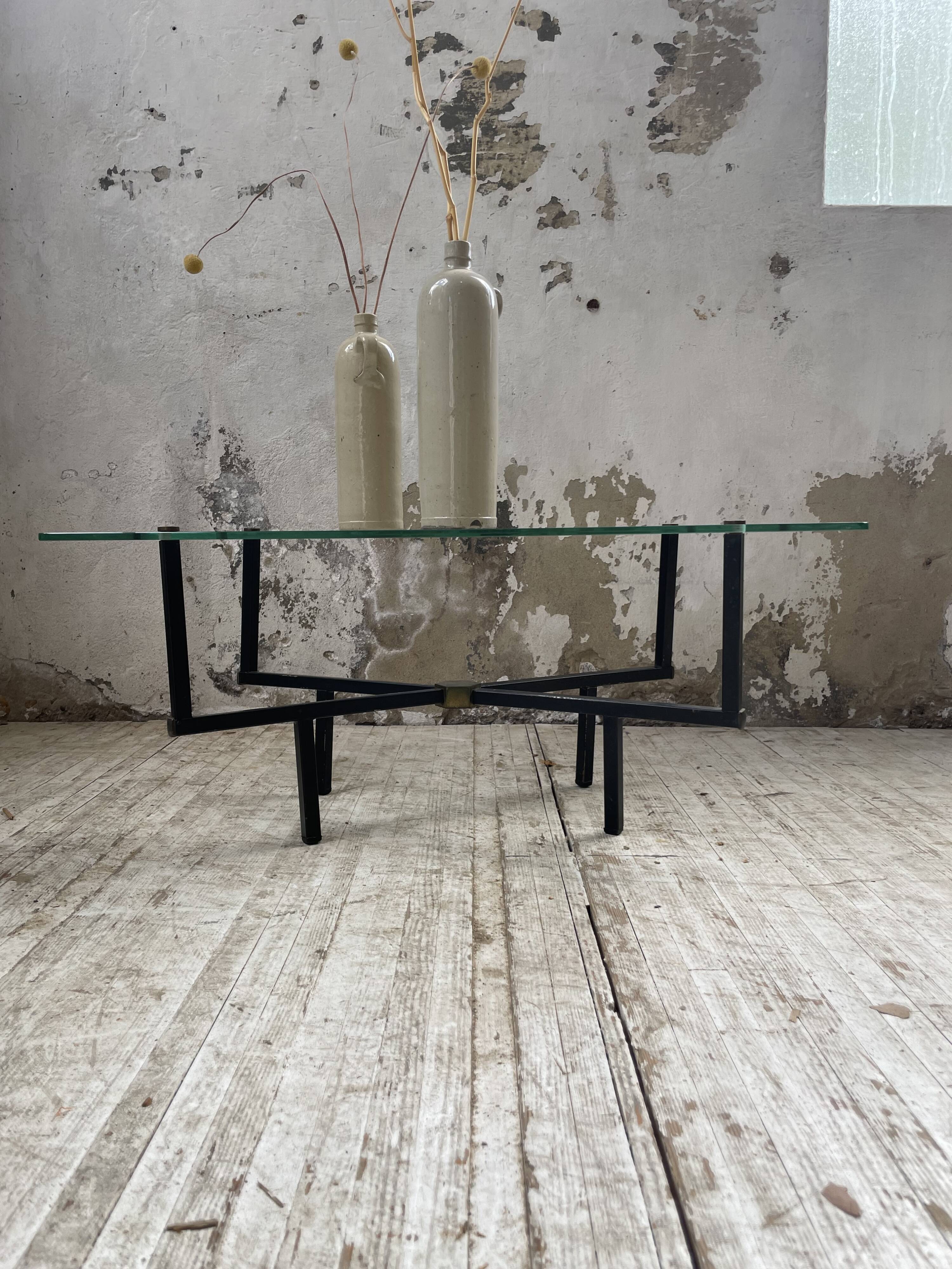 60s glass coffee table