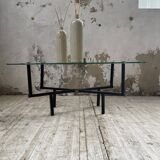 60s glass coffee table