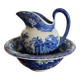 Pichet et bol en grès bleu et blanc Victoria Ware
