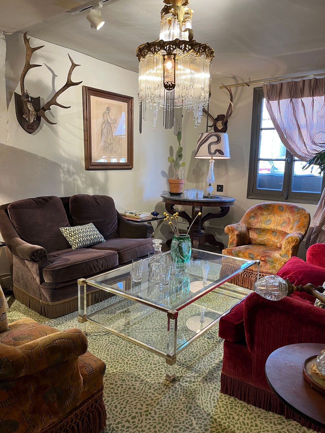 Table basse verre et plexiglas 1960