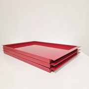 Vintage Italian Red Metal Trays / Mid-Century Modern Decorative Servin