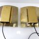 Pair of brutalist wall lights Boréns model 6477 in perforated brass – Sweden