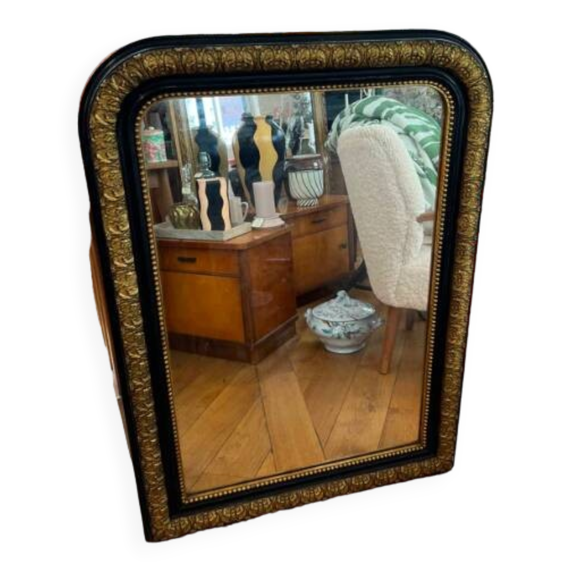 Antique gold and black mirror