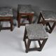 Tabourets vintage en pierre et bois x 1