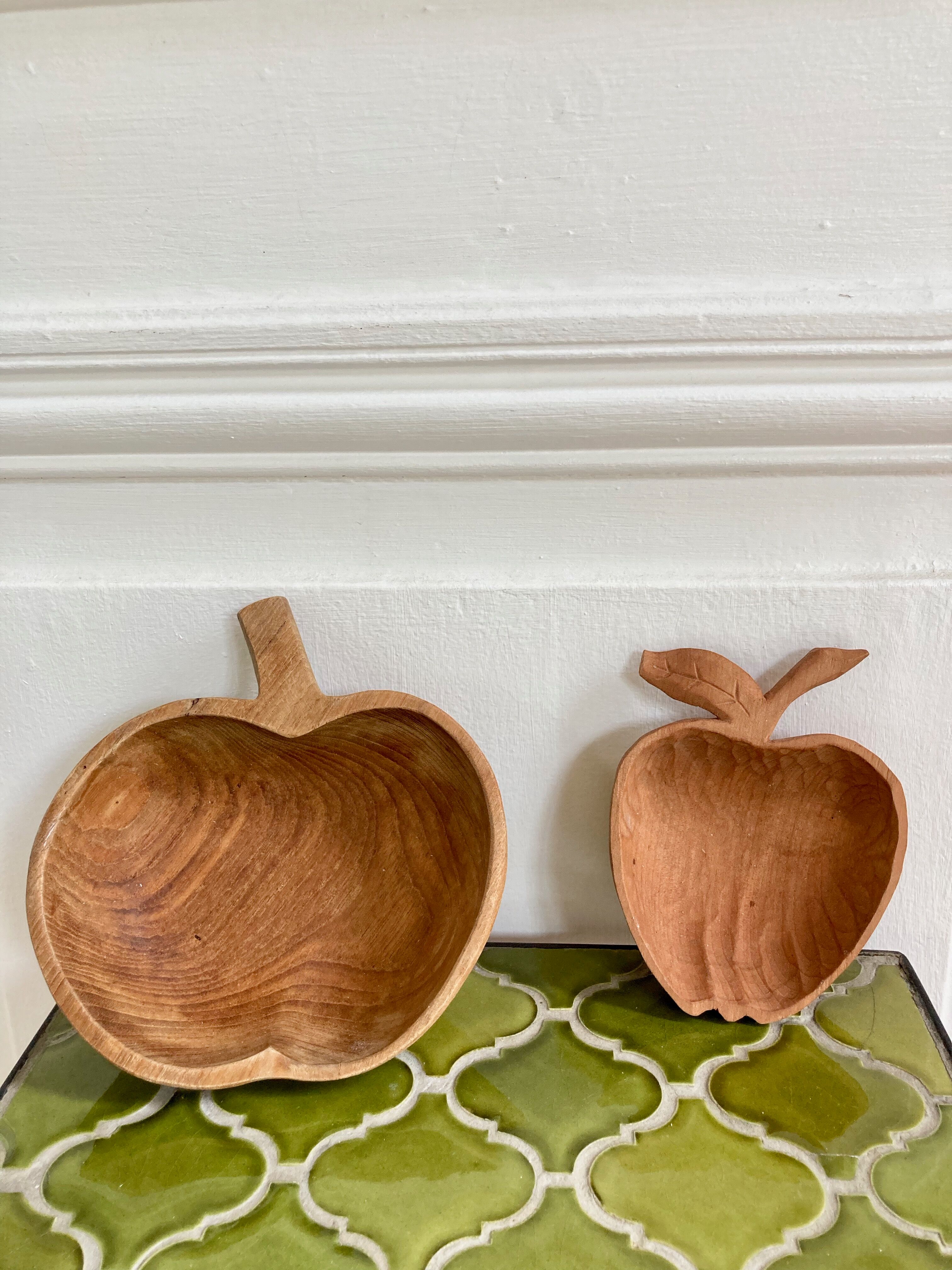Wooden cups apples