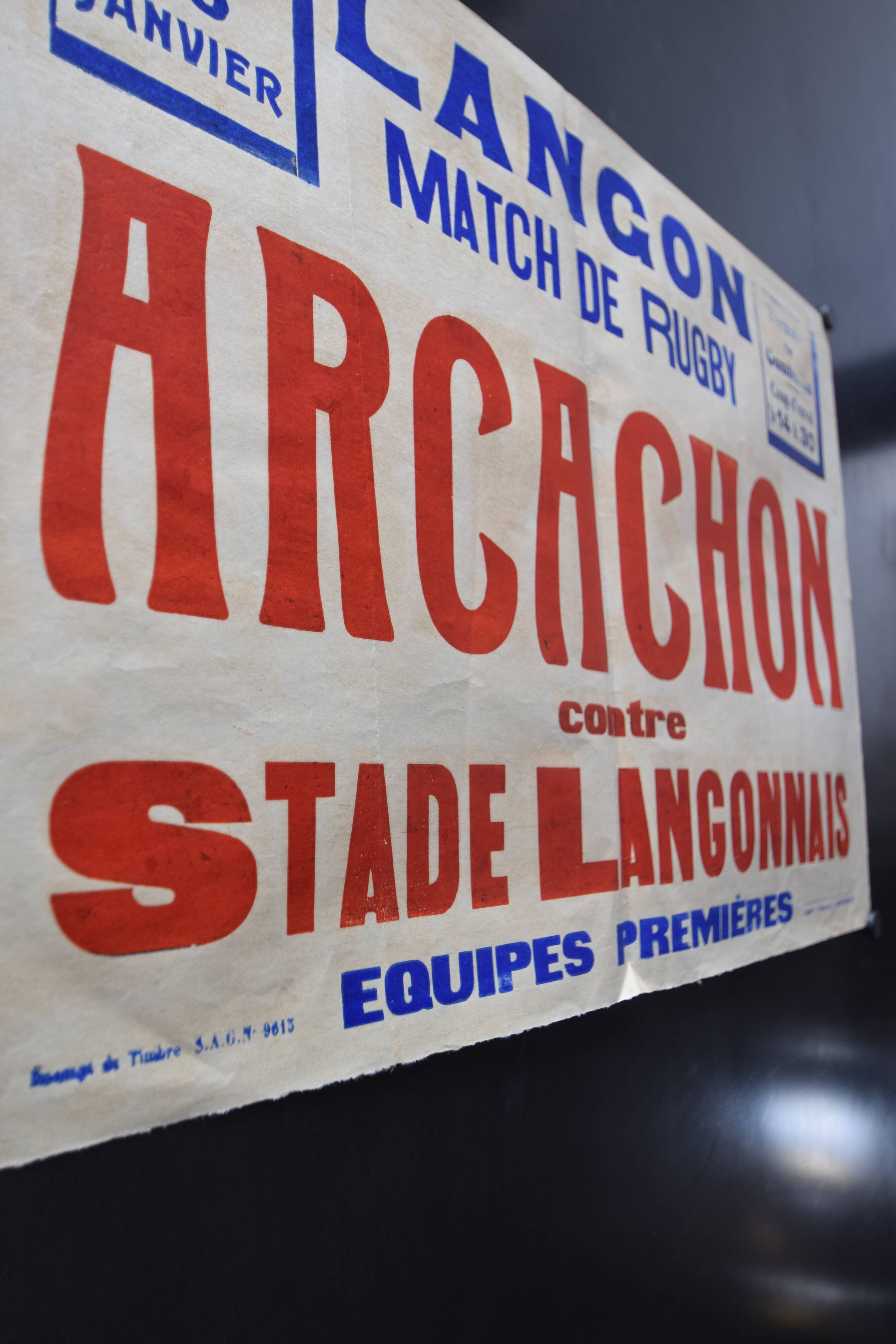 "Rugby Match" poster - City of Langon - 1930s