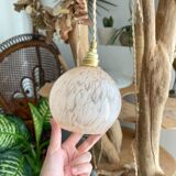 Vintage portable lamp with customizable pink Clichy glass globes