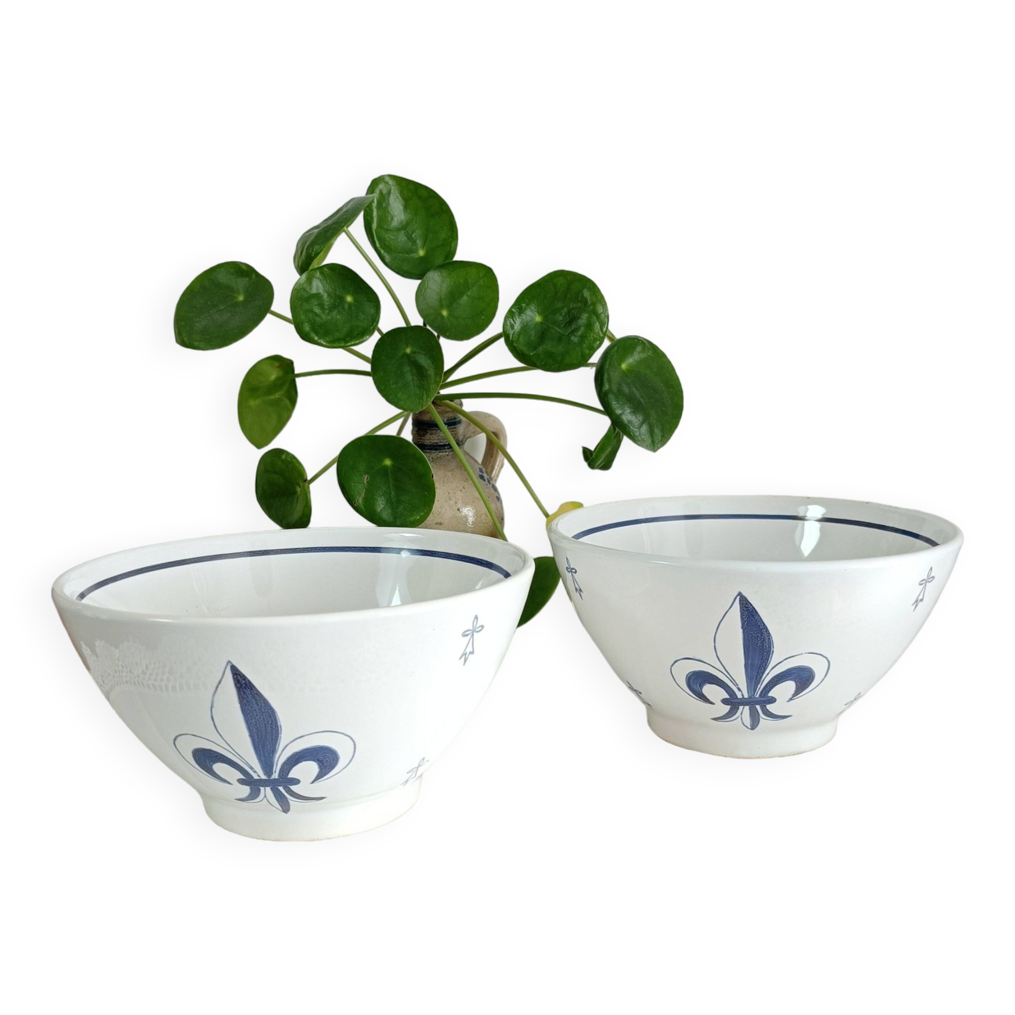 Lot de 2 bols bretons Pornic, fleur de lys