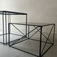 Isosceles coffee table in wire metal and black smoked glass, Max Sauze design 1970