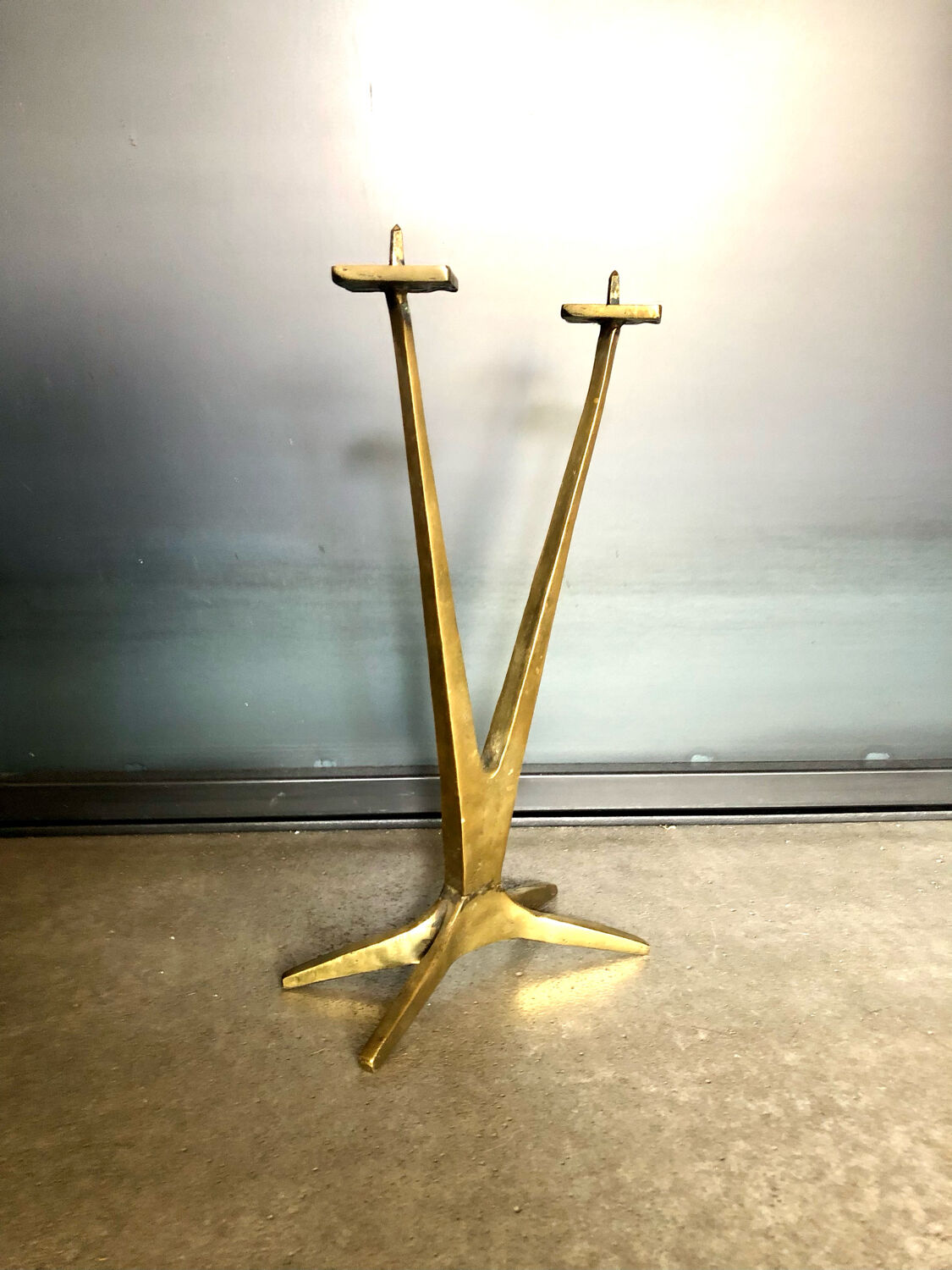 Brutalist golden candle holder