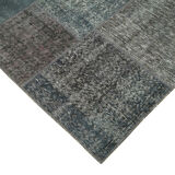 Hand-knotted oriental overdyed 170 cm x 242 cm grey patchwork carpet