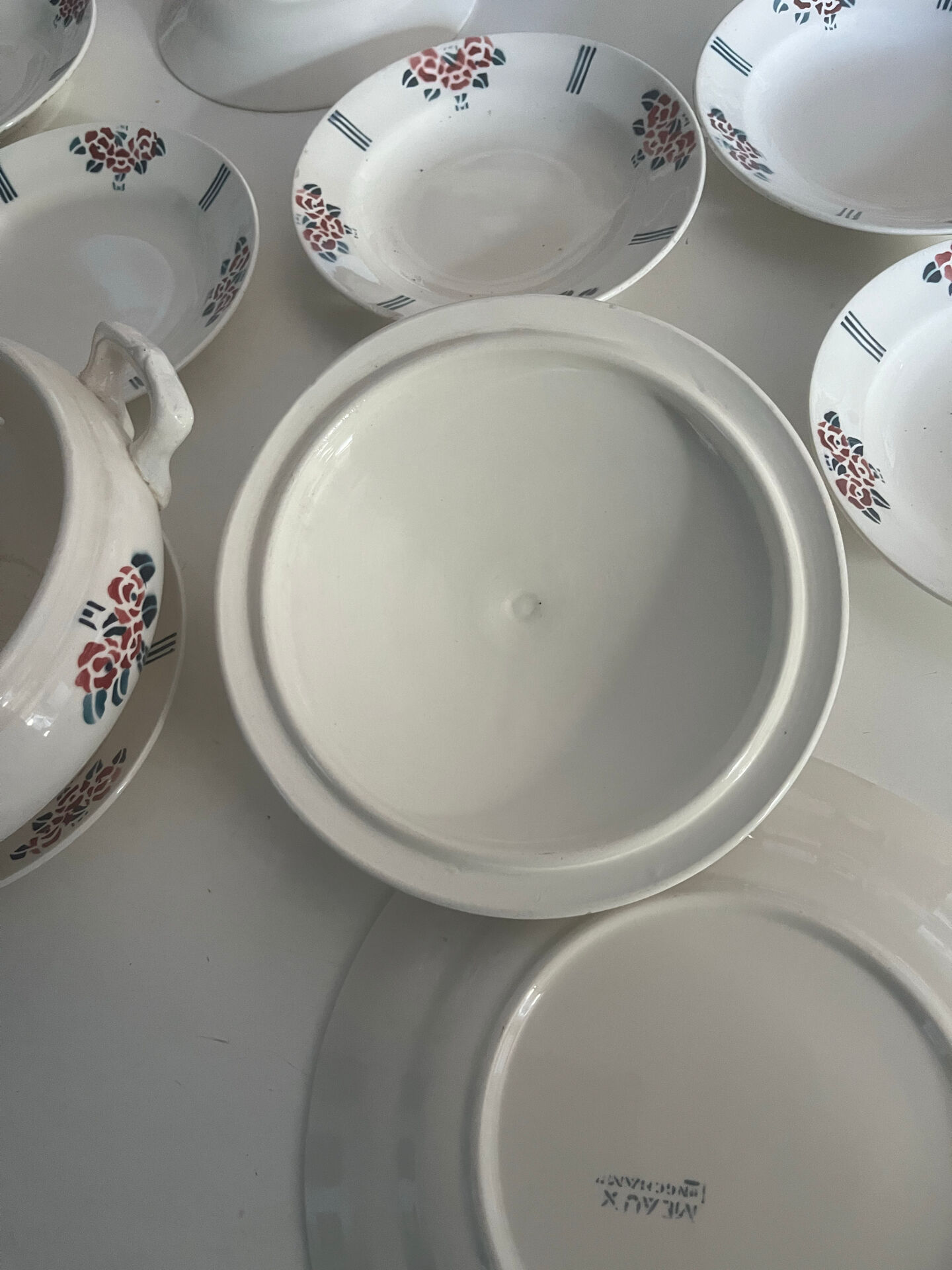 Antique faience service Meaux Longchamp