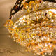 Lustre vintage exceptionnel en cristal style Murano orange, laiton, 5