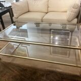 Table basse Pierre Vandel en lucite et métal doré