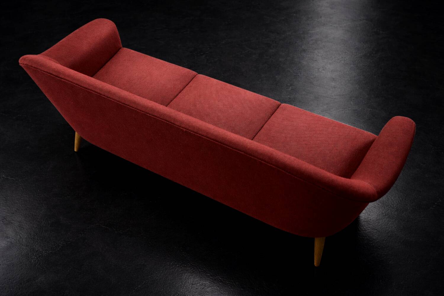 Vintage Mid-Century Scandinavian Modern 3-Seater Red Sofa