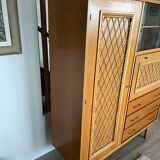Armoire multifonctions en bois et rotin