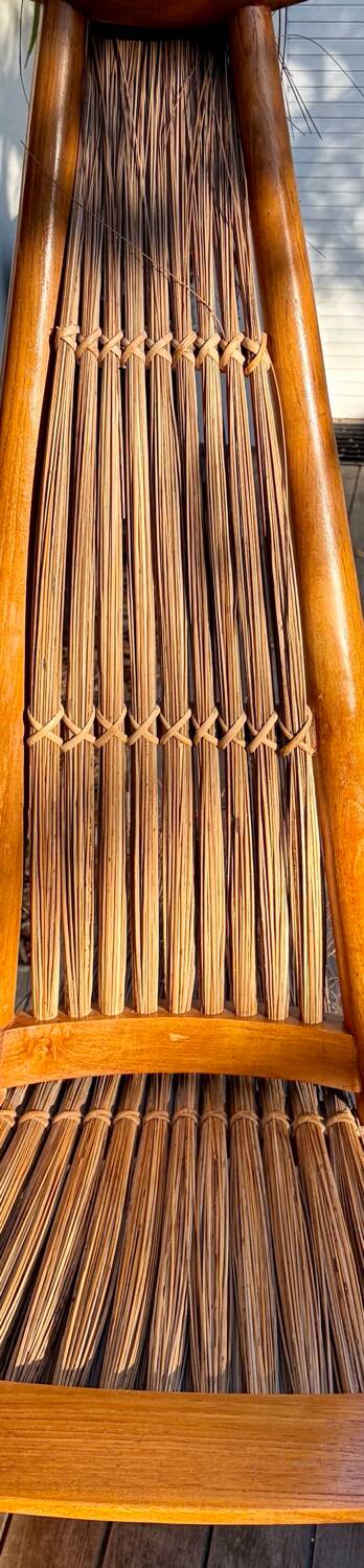 Pair of sculptural chairs in teak and rattan, Bali, 1990s