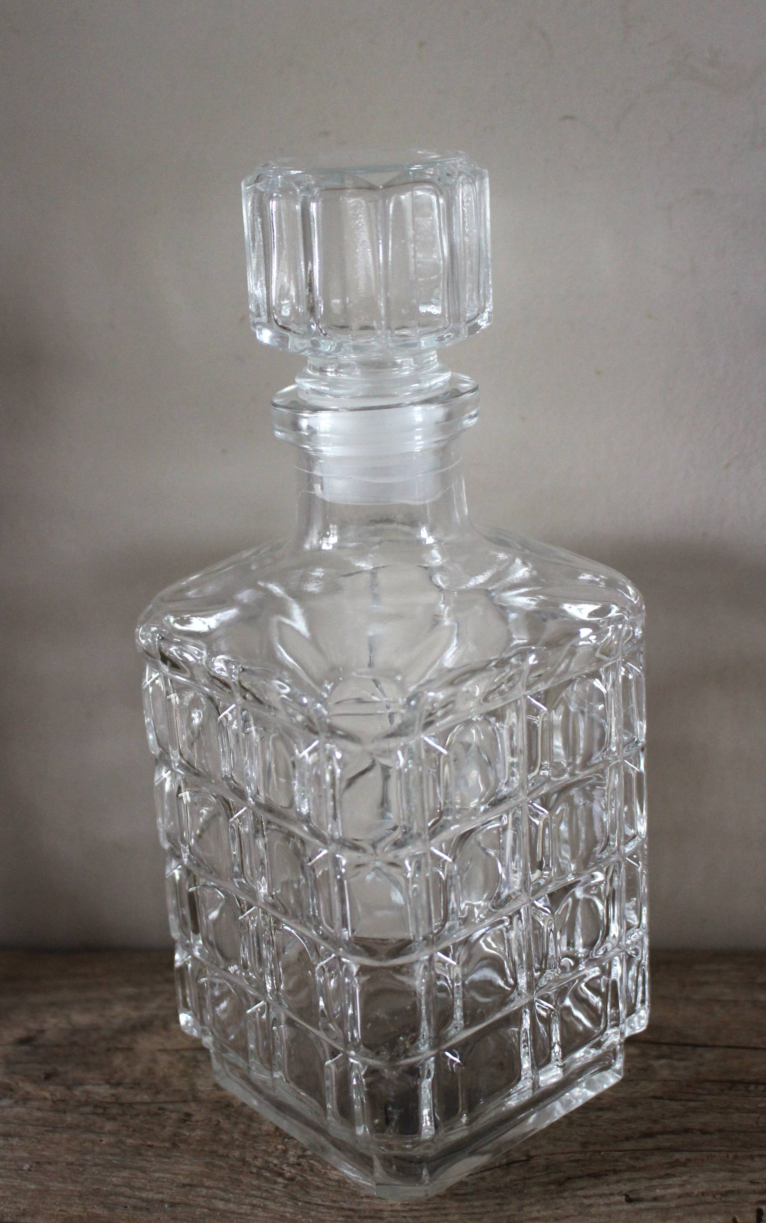 Vintage Relief Square Glass Whiskey Decanter