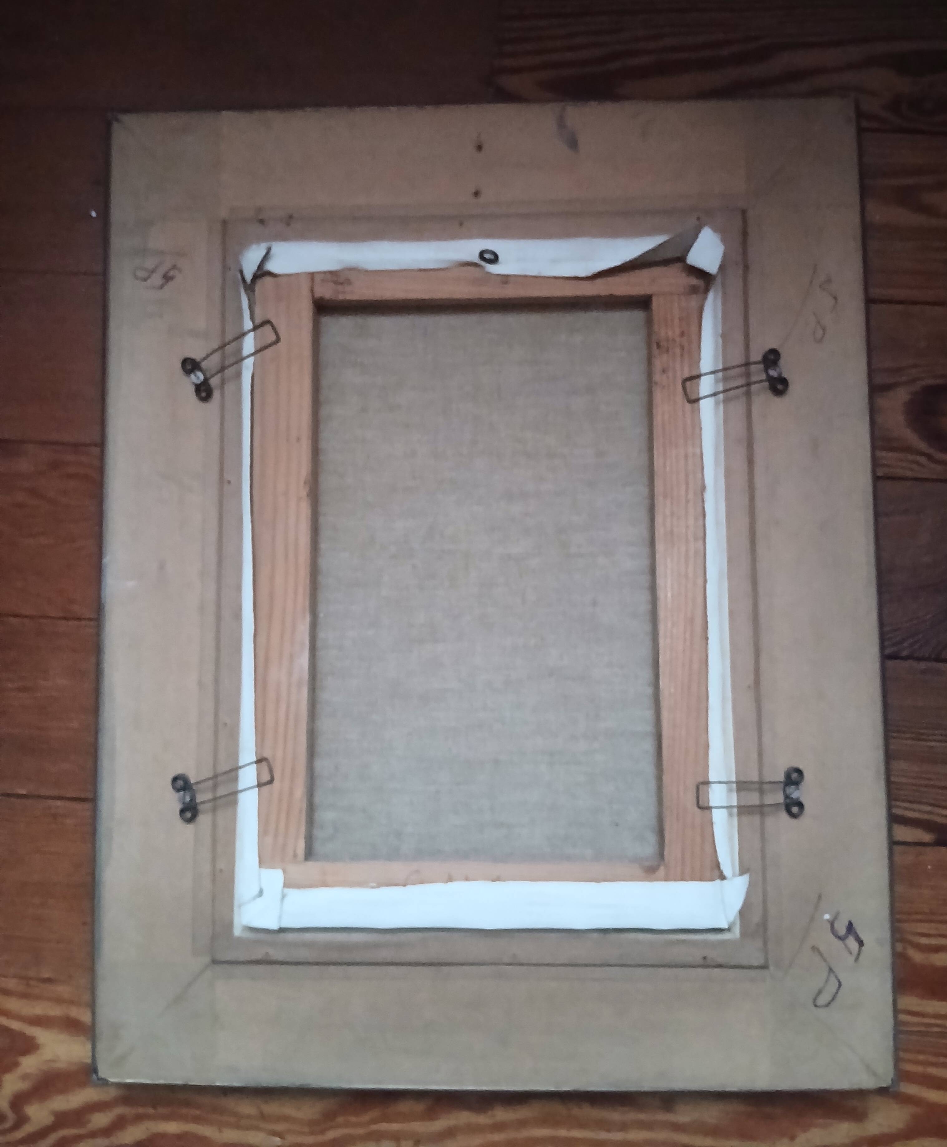 Tableau from the 20th century signed, depicting a woman with a bouquet.