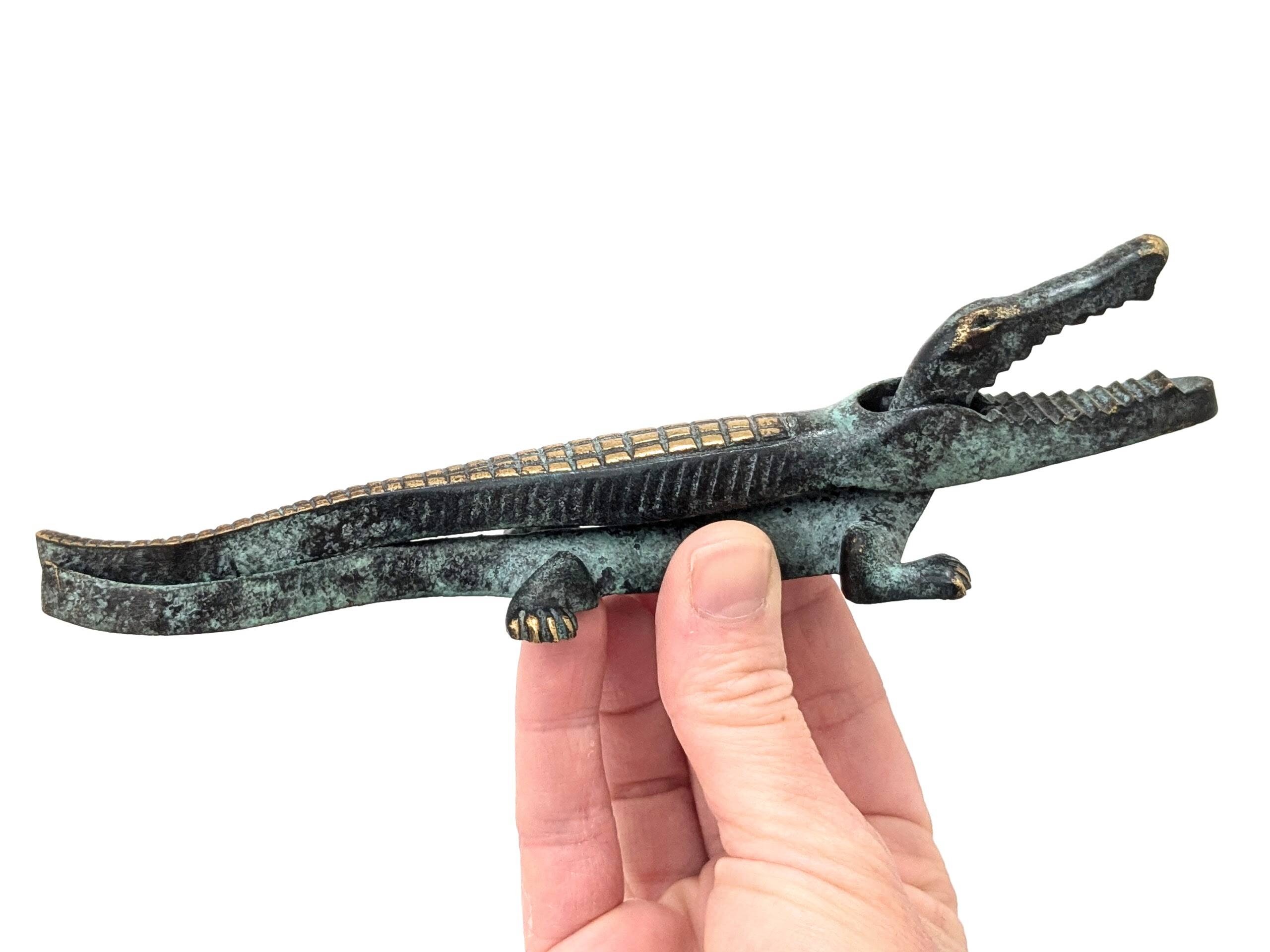 Vintage Brass Crocodile Nutcracker