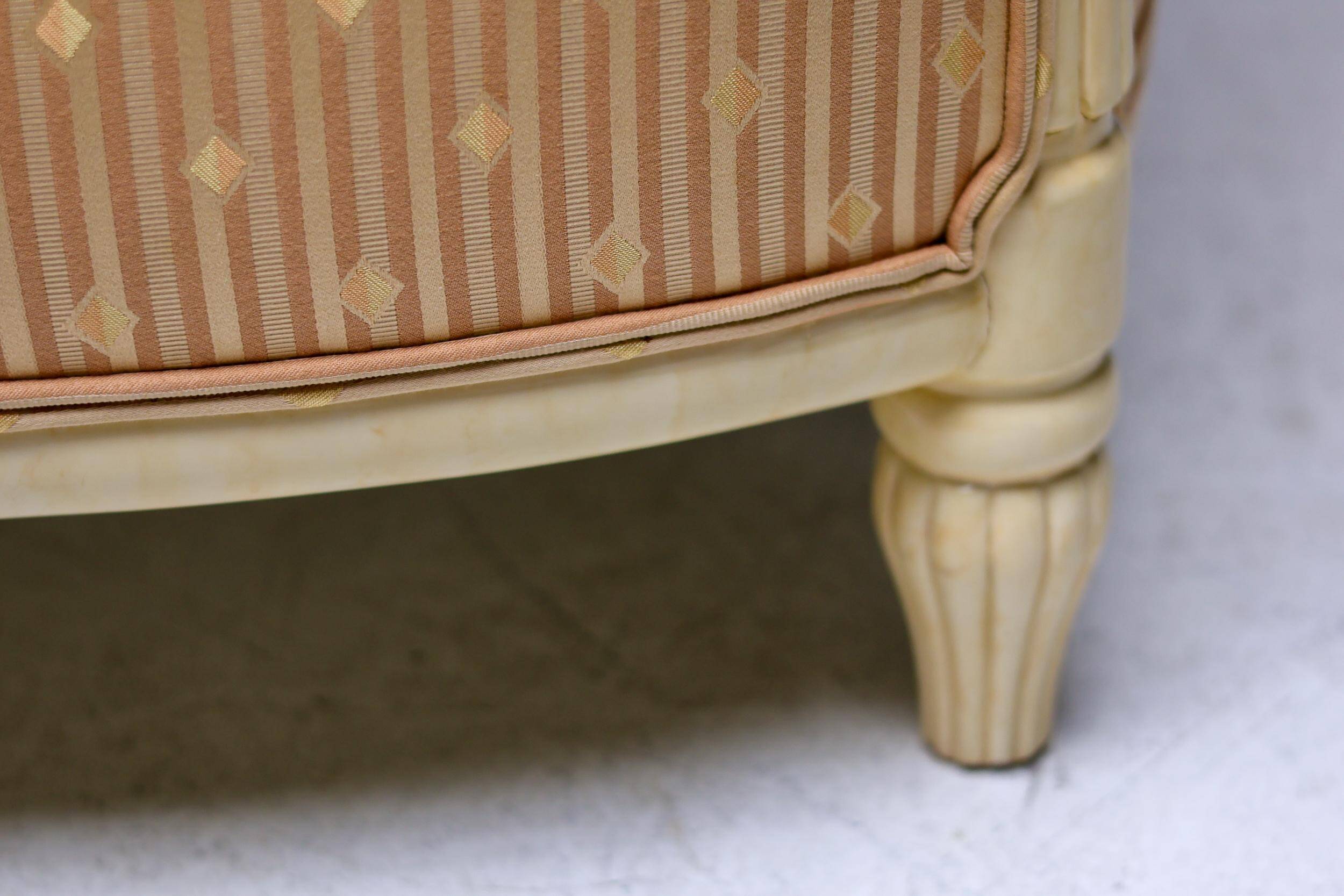 Fine Art Deco Bergère Club Chair Hollywood Regency Style Damask