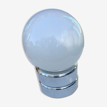 Lampe vintage chrome et opaline, années 70