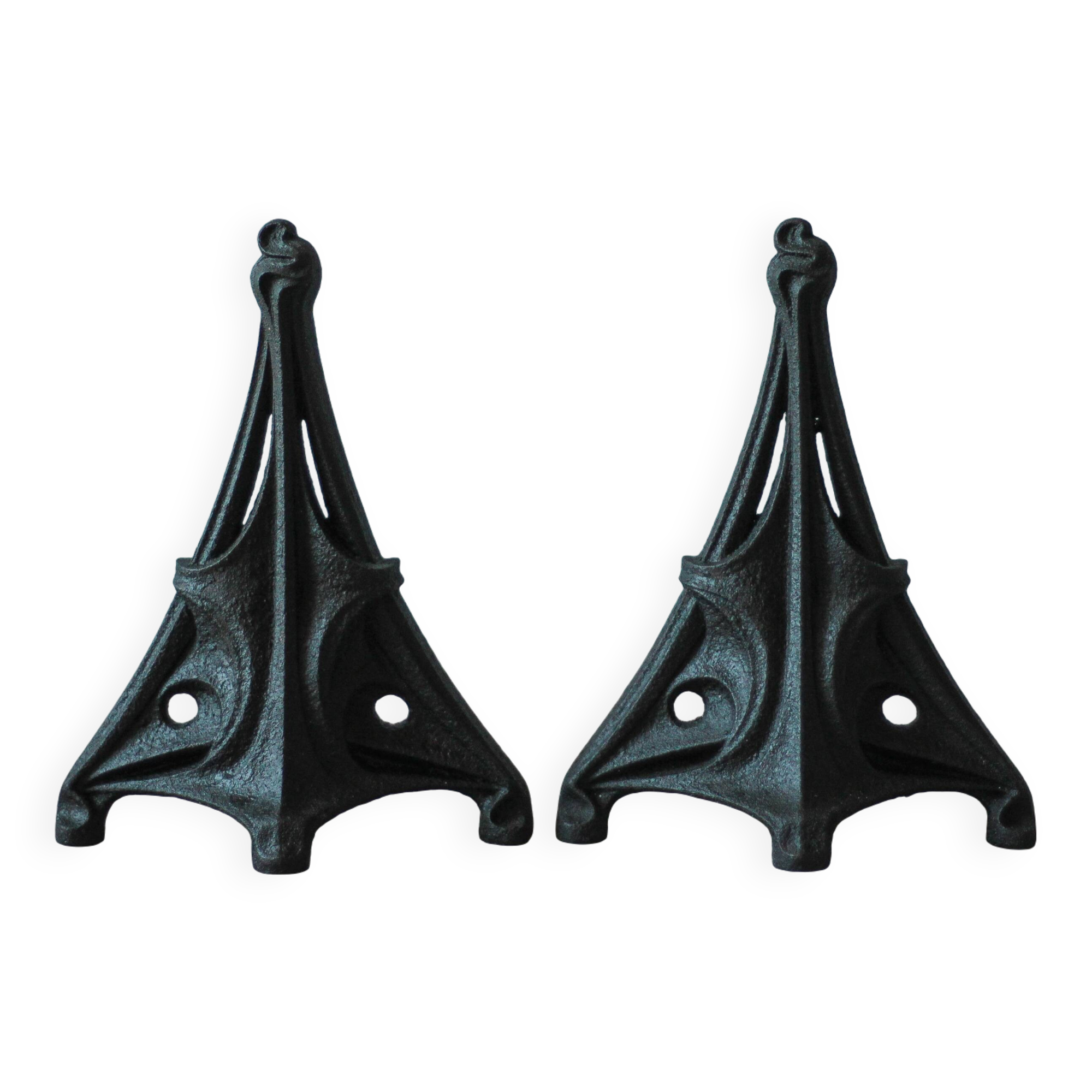 Art Nouveau pair of andirons in cast iron in the style of Hector Guimard, decor.