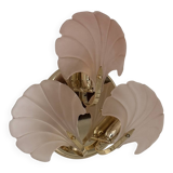 Vintage shell wall light, amber glass and brass, France, 1970.