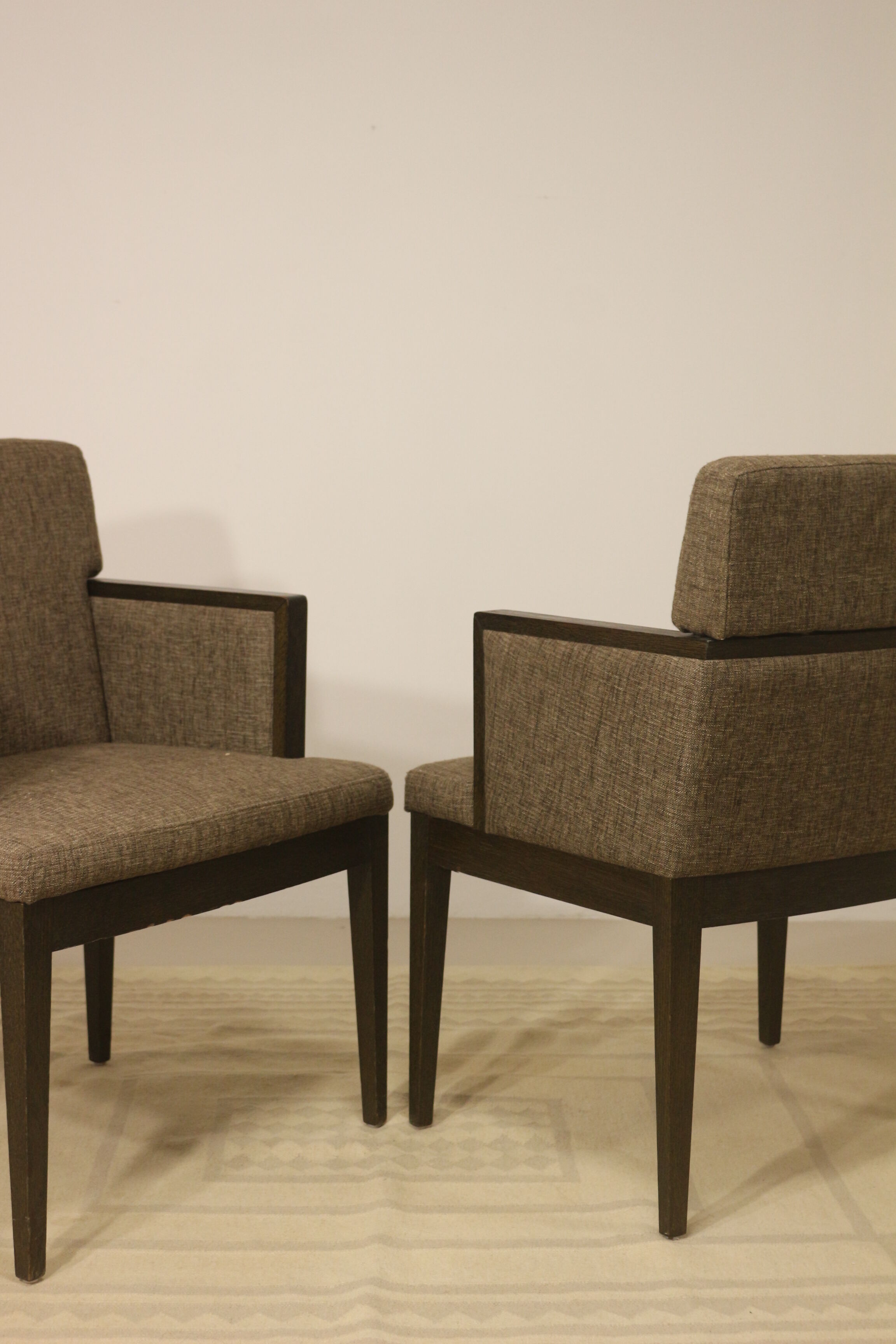 Pair of armchairs cube year 1960 fabric chiné brown color