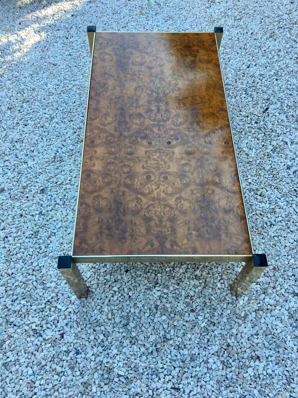 Elm magnifying glass coffee table circa 1970