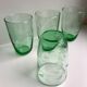 Set of 4 green glass water glasses engraved yeards 50-60