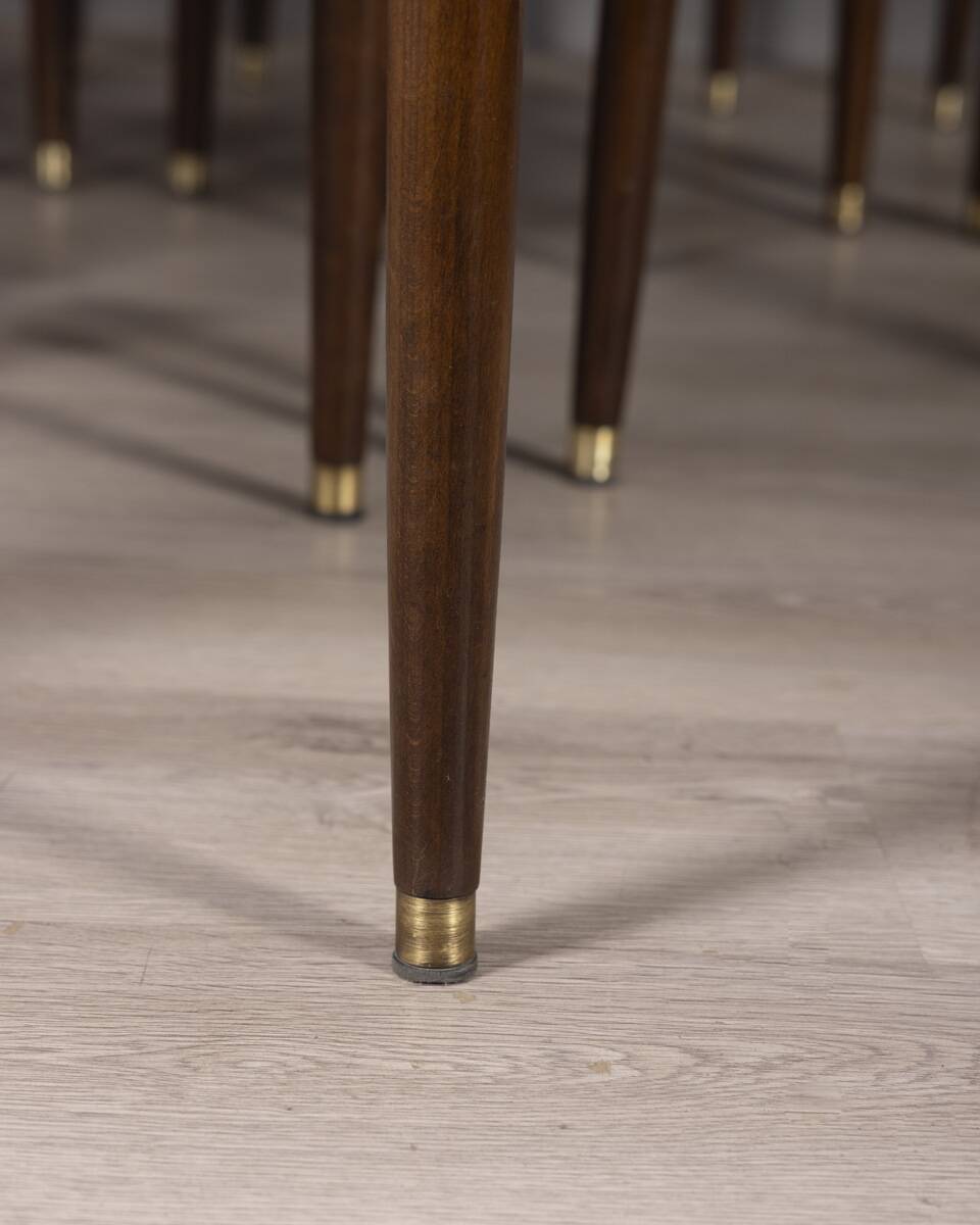 Set of 8 vintage 1960s wood and leather chairs designed by anonima castelli