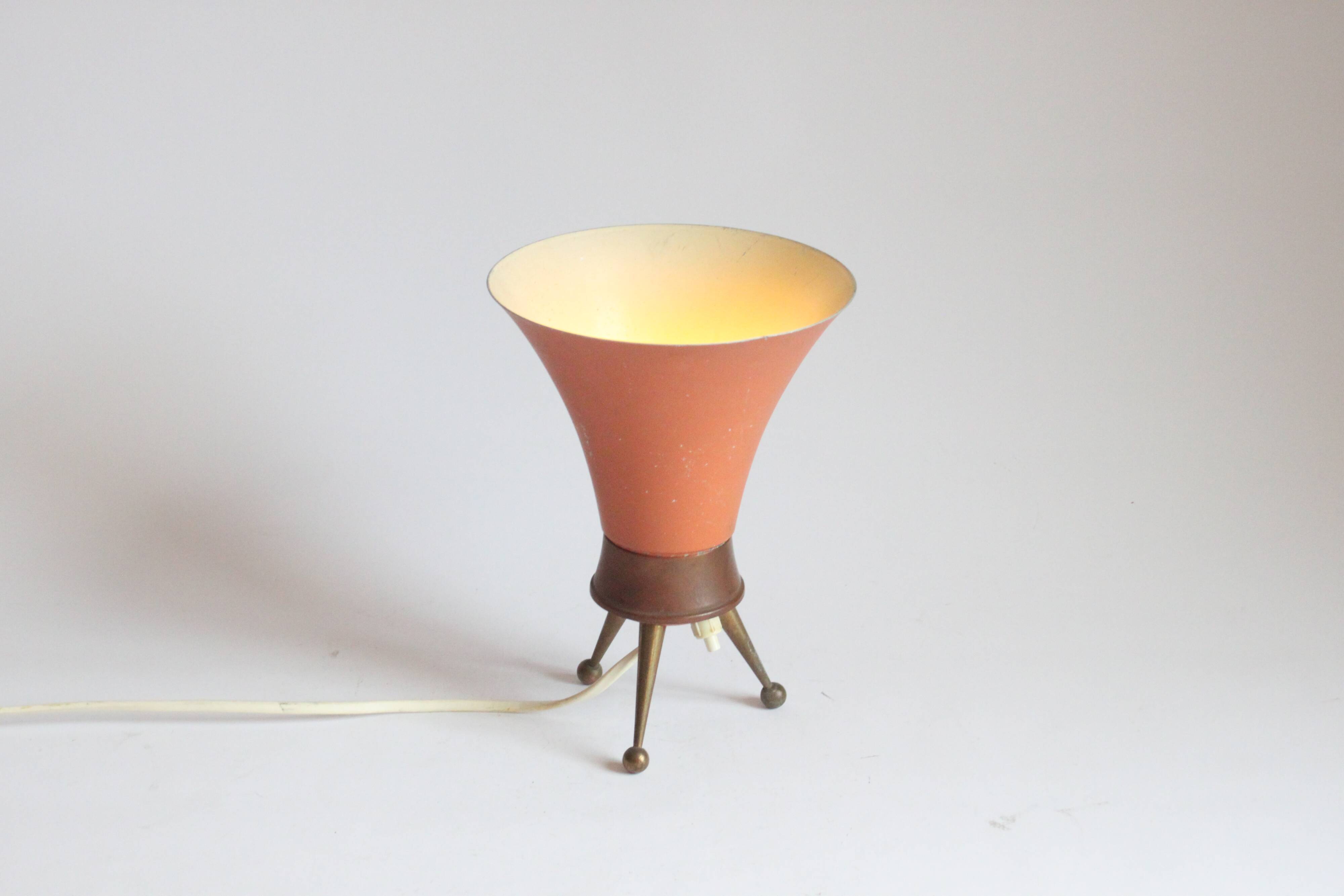 Brass tripod table lamp, 1950s