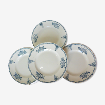 4 assiettes plates en terre de fer de St Amand