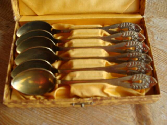 Vintage brass teaspoons