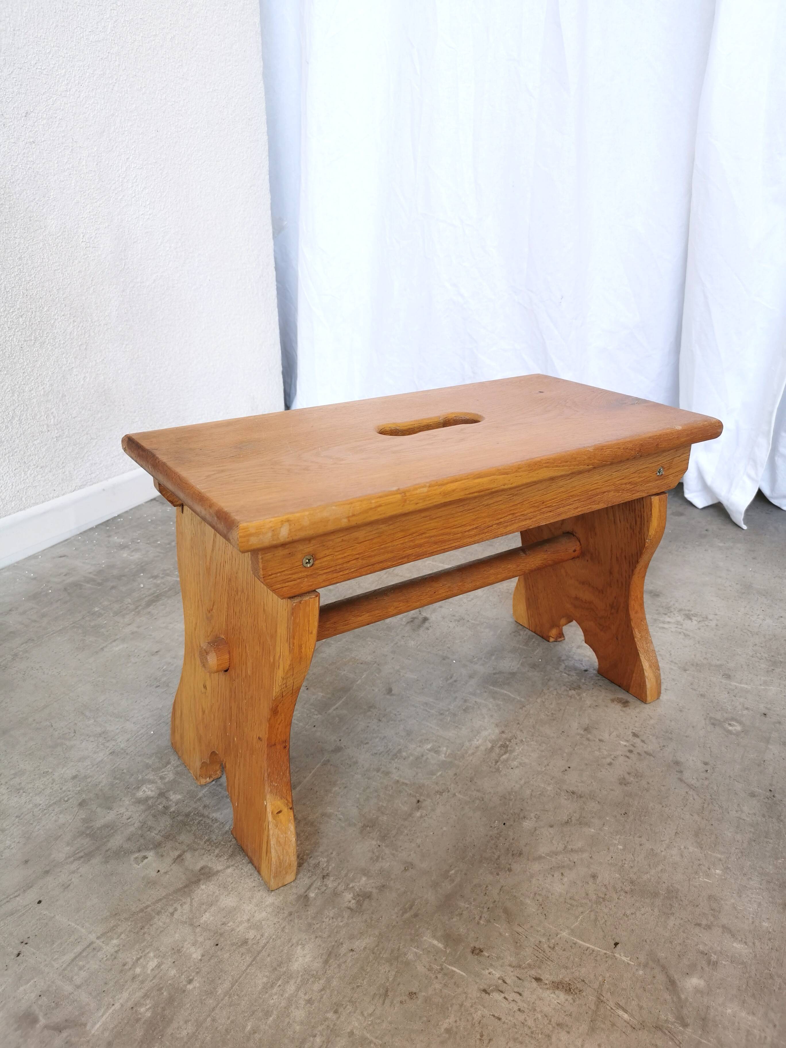 Vintage Wooden Footstool: Handcrafted Yugoslavian Pruchka, 1960s