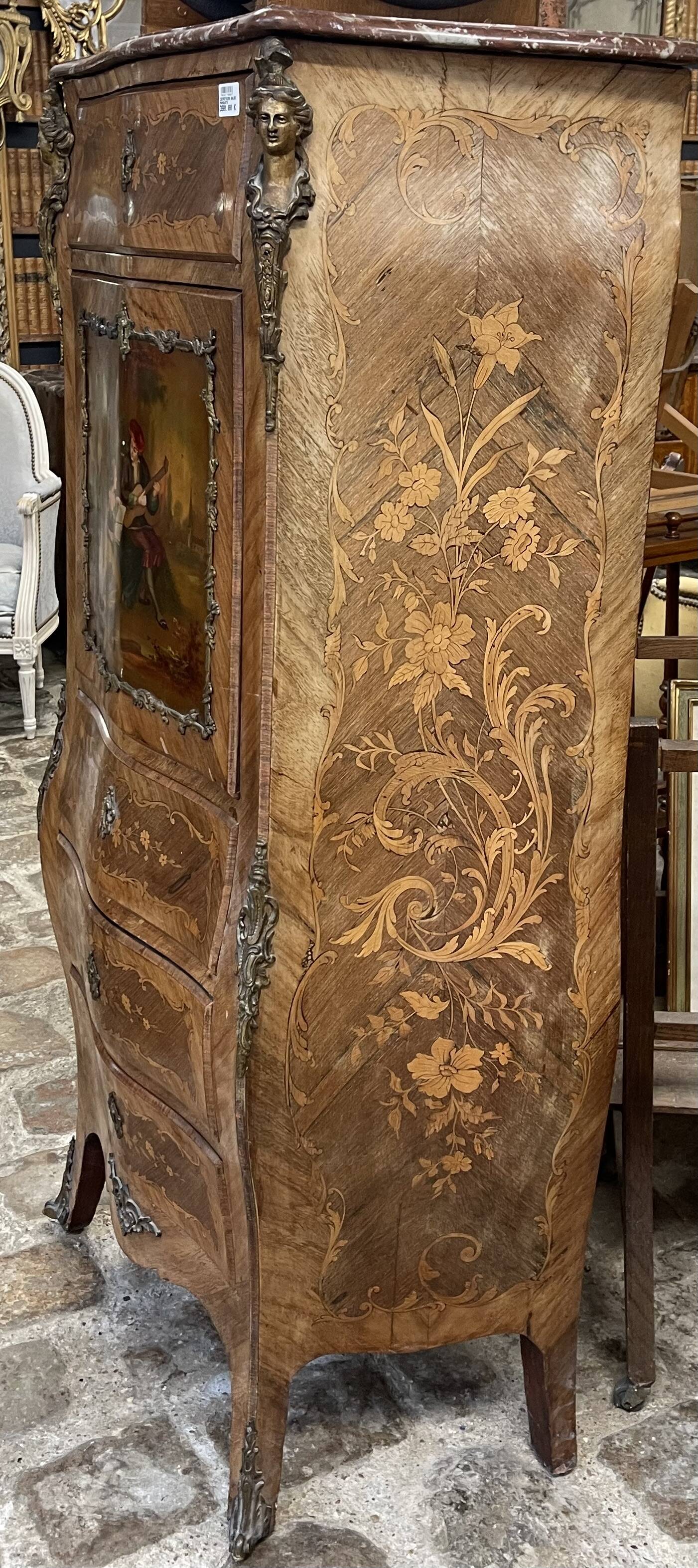 Louis XV style secretary with painting