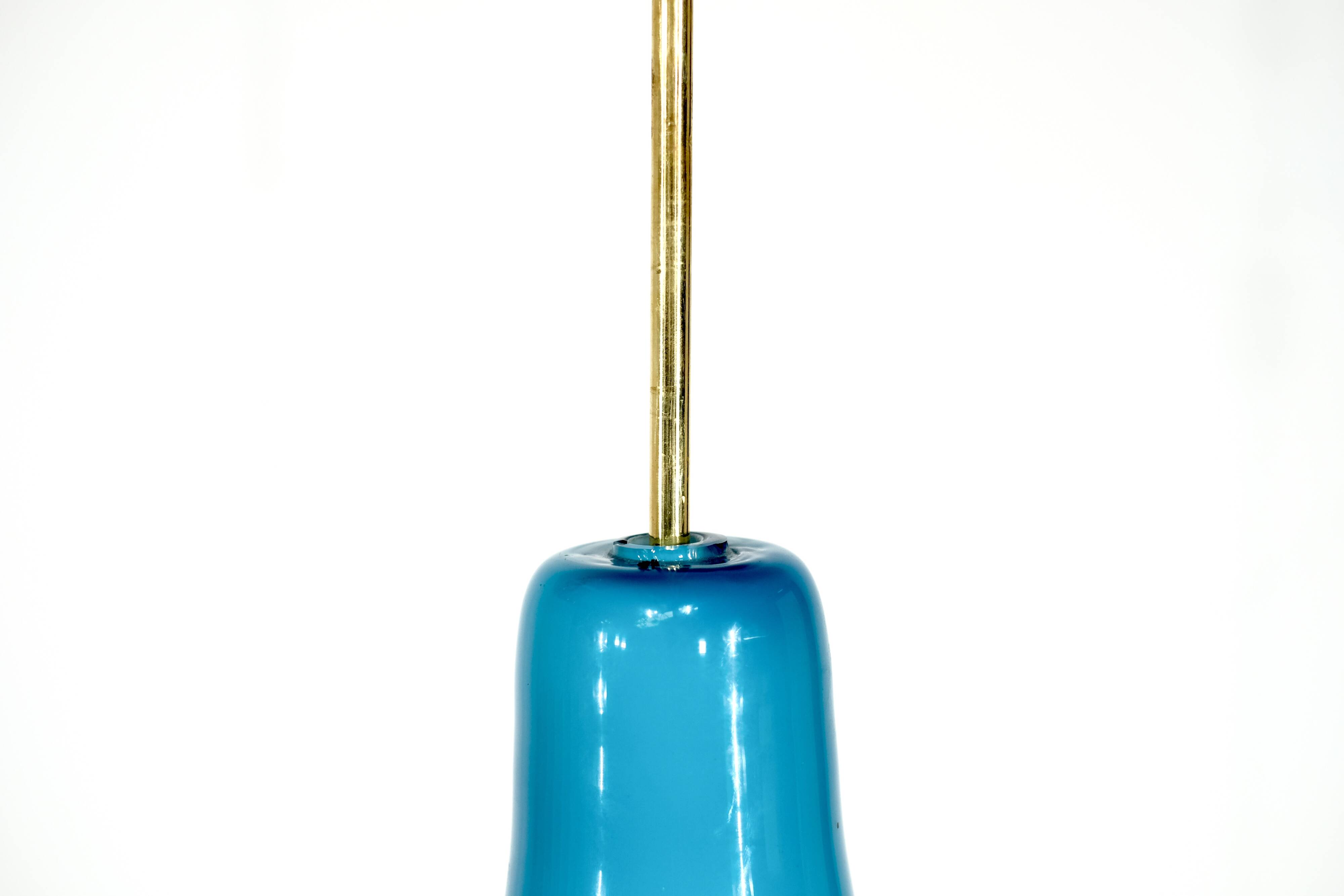 Italian pendant light in blue opaline