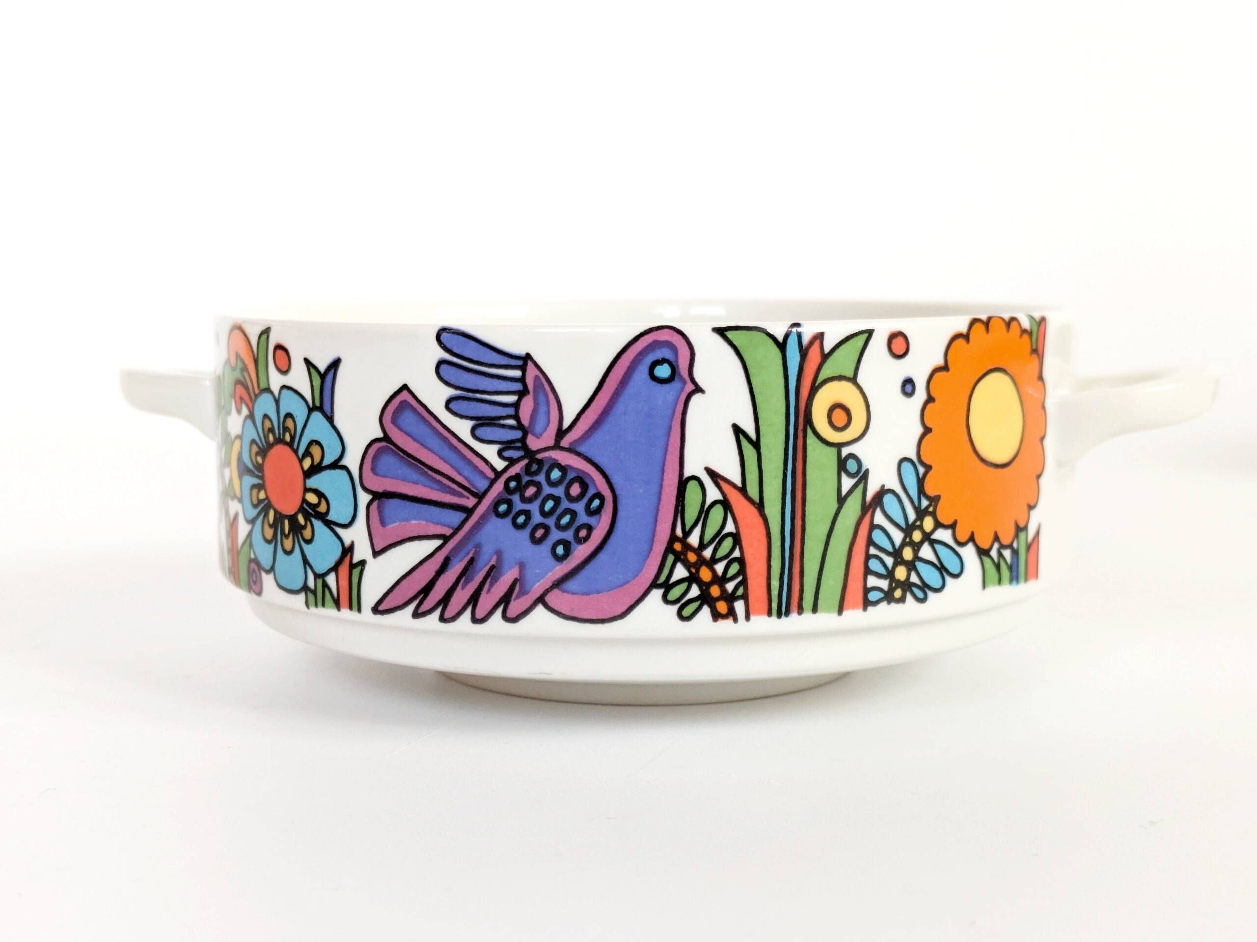Set of 2 vintage “Acapulco” bowls by Villeroy & Boch with handles
