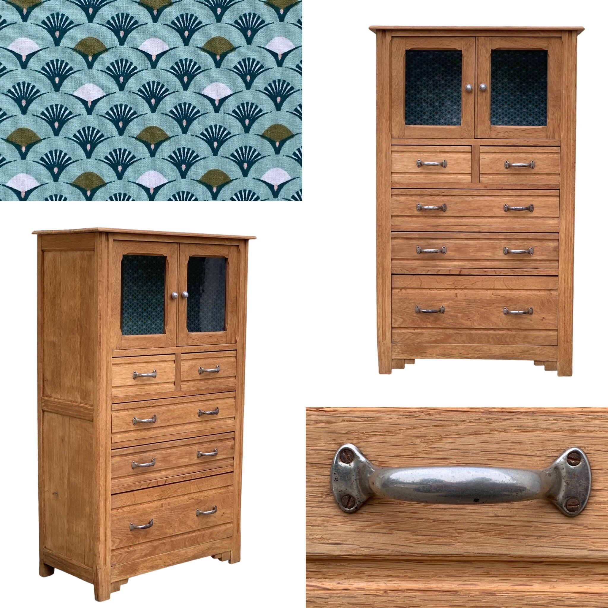 Buffet parisien vitré 1920 bois brut massif