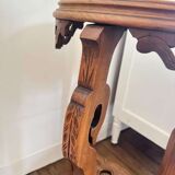 Pedestal table in wood and marble